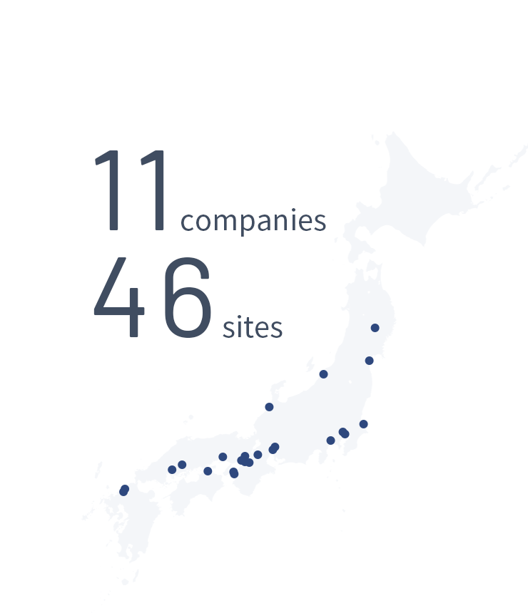 Domestic sites 11 companies, 46 sites